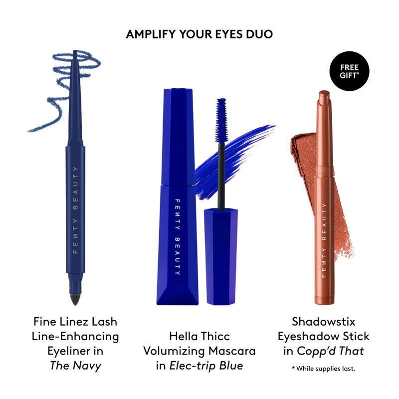 Fenty Beauty Amplify Your Eyes Duo: Fine Linez Lash Line-Enchancing Eyeliner + Hella Thicc Volumizing Mascara