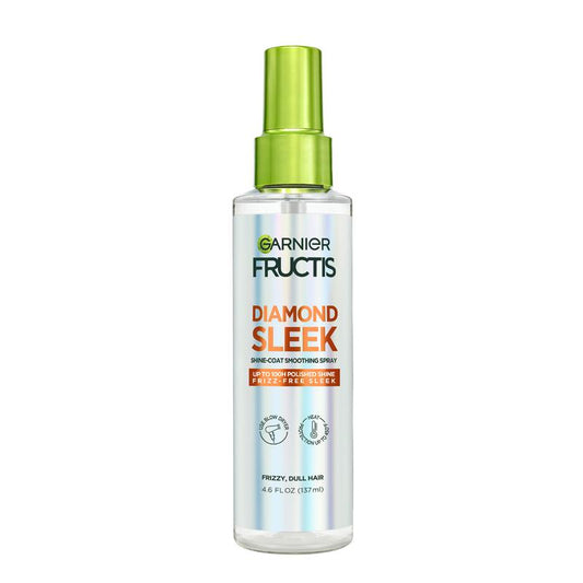 Fructis Diamond Sleek Shine Spray, 100H Frizz Free, 8% Vegan Keratin Complex & Argan Oil for Smooth Hair, Garnier