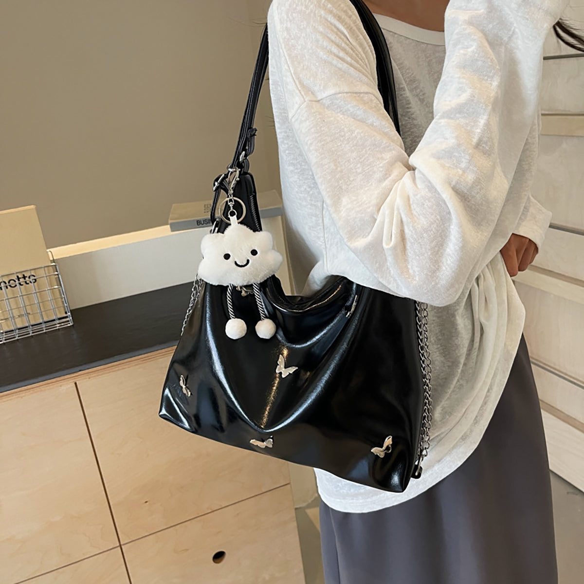 Large Leather Crossbody Handbag