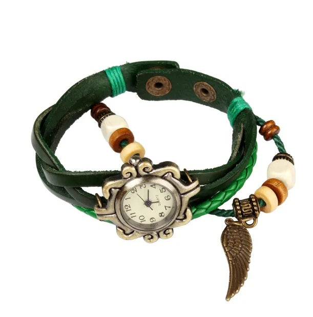 Bohemian Leather Angel Wing Watch