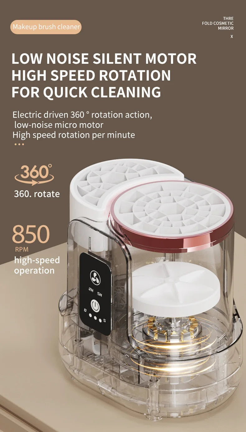 3 IN 1 USB Electric Makeup Brush Cleaner Machine Automatic Quick-Drying Portable Cosmetic Brush Cleaning And Drying Tools