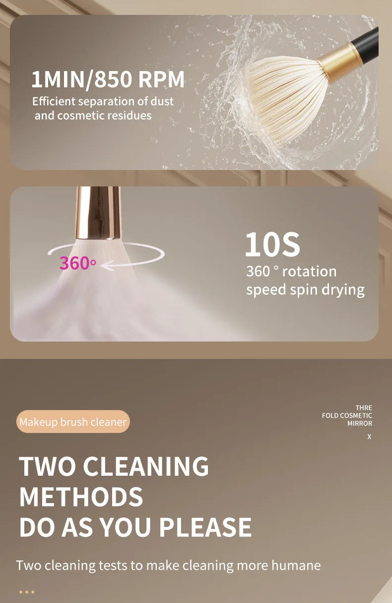3 IN 1 USB Electric Makeup Brush Cleaner Machine Automatic Quick-Drying Portable Cosmetic Brush Cleaning And Drying Tools