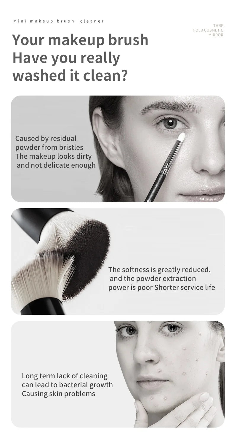 3 IN 1 USB Electric Makeup Brush Cleaner Machine Automatic Quick-Drying Portable Cosmetic Brush Cleaning And Drying Tools