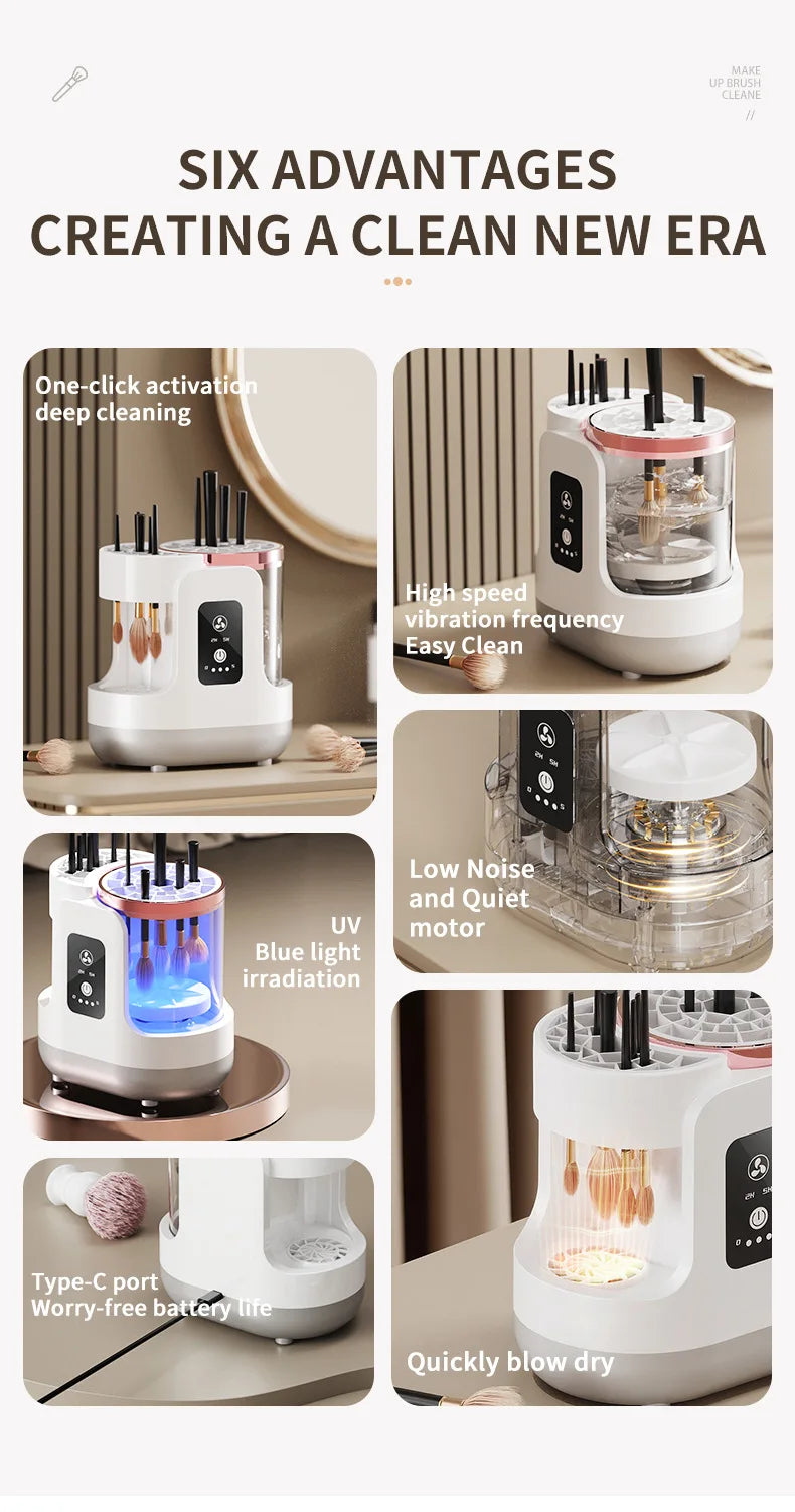 3 IN 1 USB Electric Makeup Brush Cleaner Machine Automatic Quick-Drying Portable Cosmetic Brush Cleaning And Drying Tools