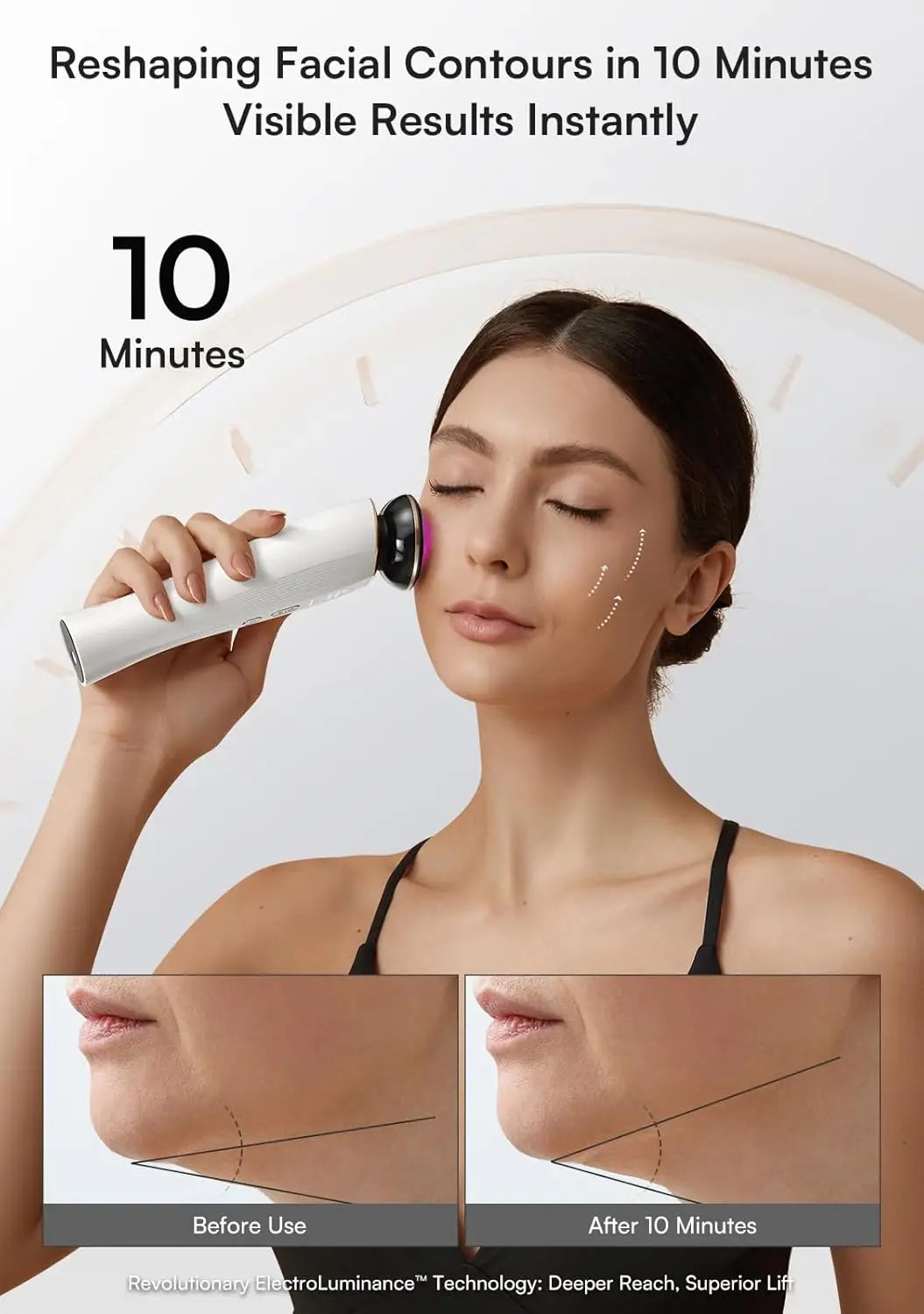 3-in-1 Skin Tightening Device with Red Light Therapy for Face and Neck, True Beauty Glow Facial Massager